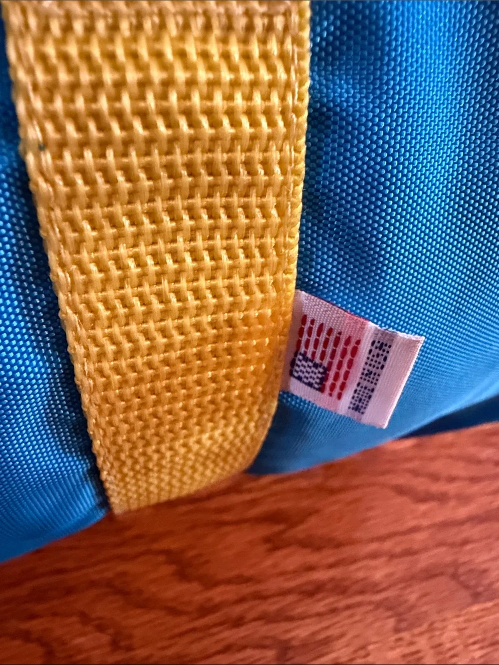 American Apparel Nylon Gym Bag - Blue/Yellow/Red, 2010s